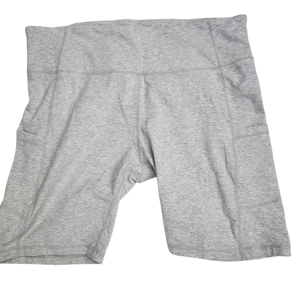 Baleaf Womens 3XL Heather Gray High Waisted Biker Shorts with Pockets Activewear
